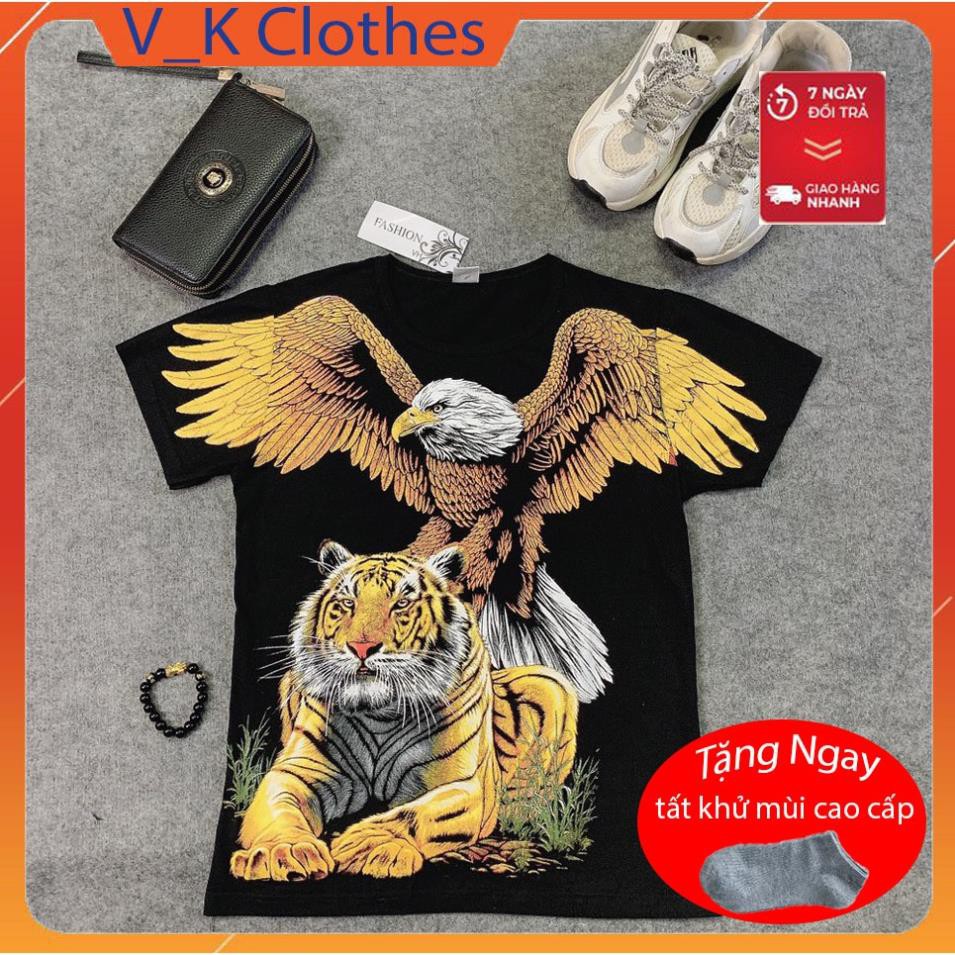 (Tặng 1 vòng Phong Thủy Tỳ Hưu) Áo Phông Nam In Hình 3D Hổ Đại Bàng Chất Thun Mát Mẻ - AP02 - Shop VK_Clothes new ྇