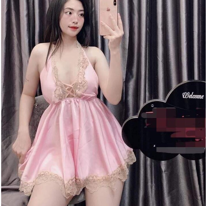 Váy ngủ sexy ❣️FREE SHIP❣️ Đầm ngủ sexy cột dây 1 Vải Satin <60kg | BigBuy360 - bigbuy360.vn