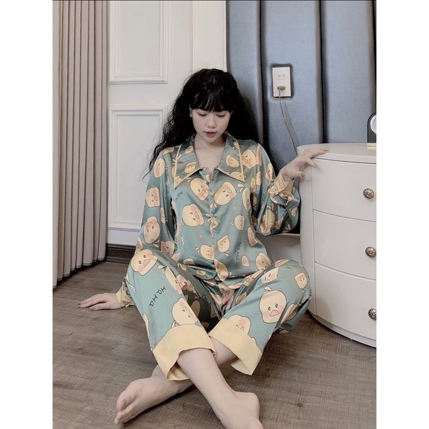 [XÃ KHO] Bộ Mặc Nhà Pijama Lụa Hoạ Tiết Vịt [ ẢNH THẬT SHOP CHỤP ] | BigBuy360 - bigbuy360.vn