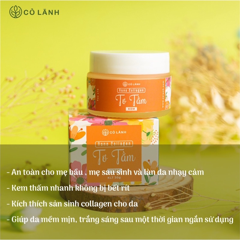 Kem Nano Collagen Tơ tằm Cỏ Lành 30g Ngăn ngừa lão hóa, mờ nếp nhăn
