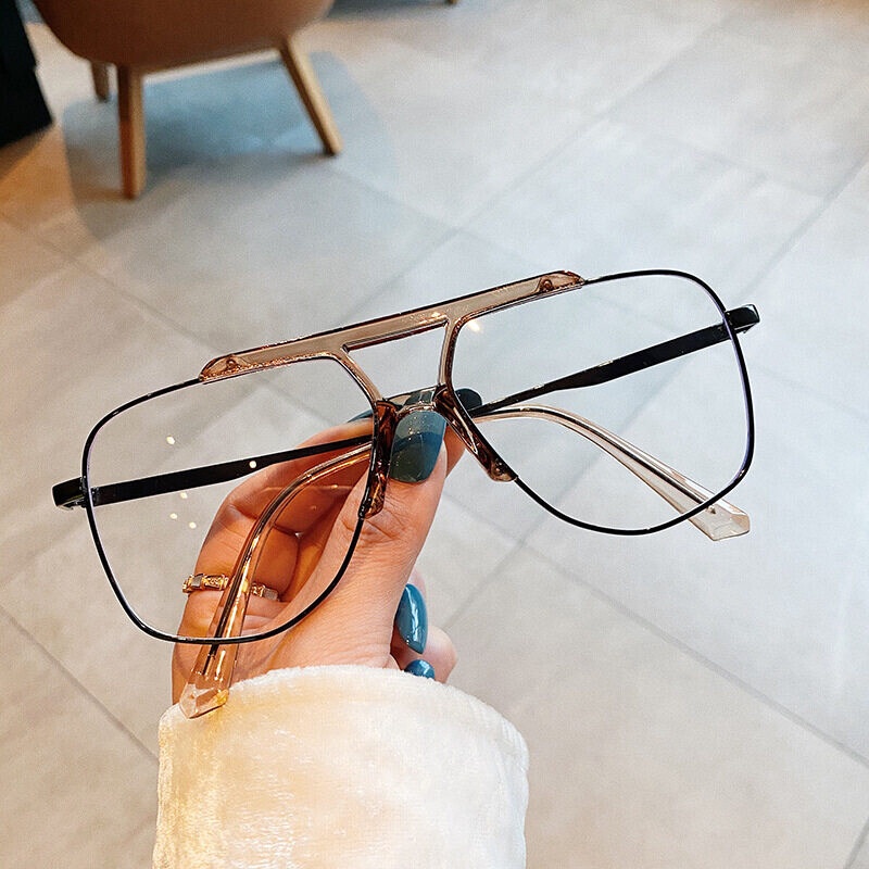 Mắt Kính Gọng Lớn Tròng Lục Giác Chống Ánh Sáng Xanh Thời Trang Mới 2020 Cho Nam