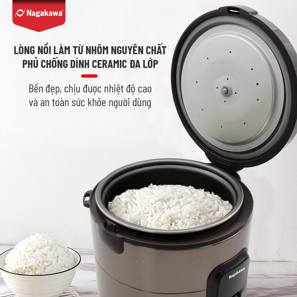 Nồi cơm điện 1,8L NAGAKAWA NAG0133 - Hàng chính hãng - Bảo hành 12 tháng