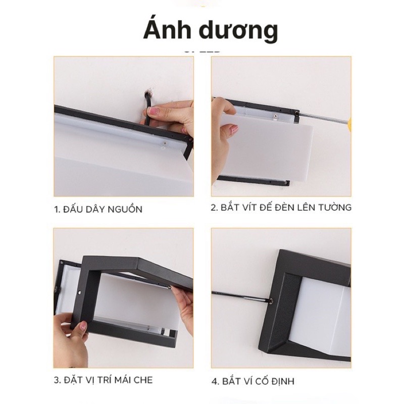 đèn trang trí tường Đèn gắn tường ngoài trời LED chống nước cao cấp LED trang trí hiên nhà, sân vườn 12w