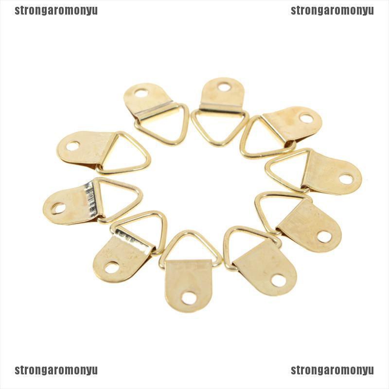 [STR] Set 20 Móc Treo Khung Ảnh Tam Giác Hình Chữ D Bằng Đồng Thau Màu Vàng Kim