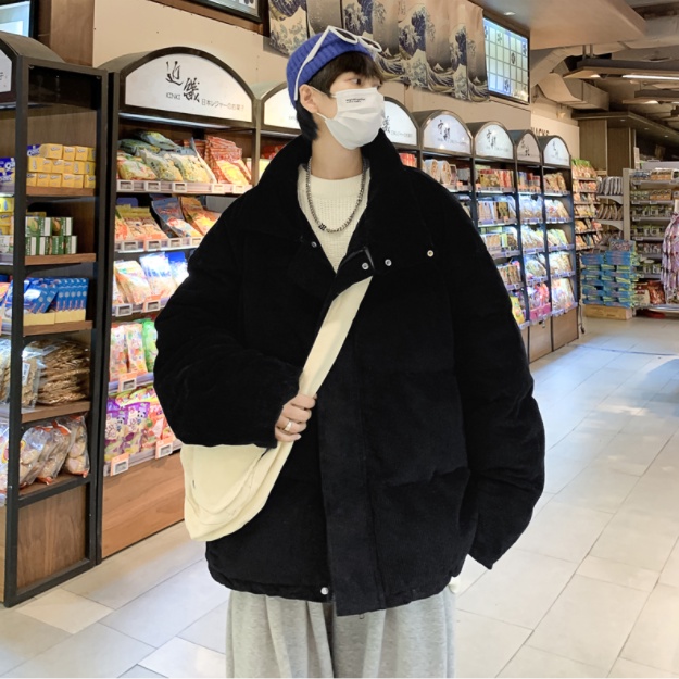 Áo khoác phao nhung tăm cao cấp oversize phong cách Hàn Quốc, Áo phao nam hottrend phong cách Streetwear