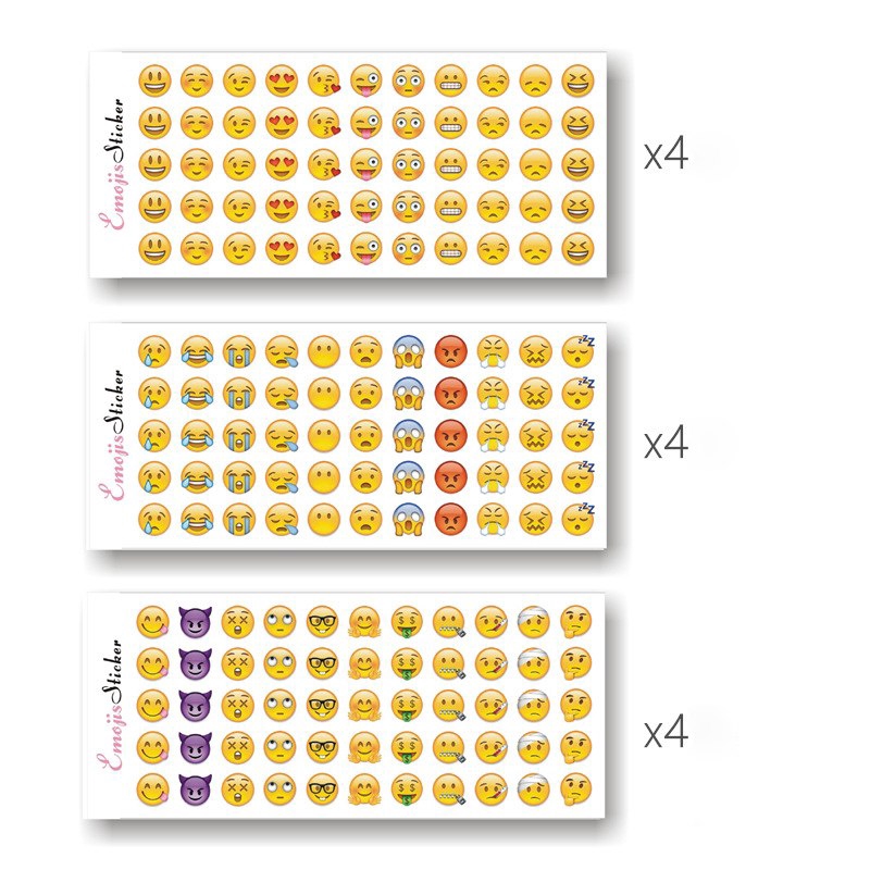 12 tờ Miếng dán trang trí bằng nhựa hình emoji