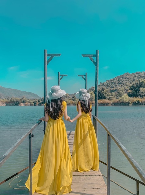 [FREESHIP] Đầm Maxi Vàng Đỏ Vintage Mẫu Dài | BigBuy360 - bigbuy360.vn