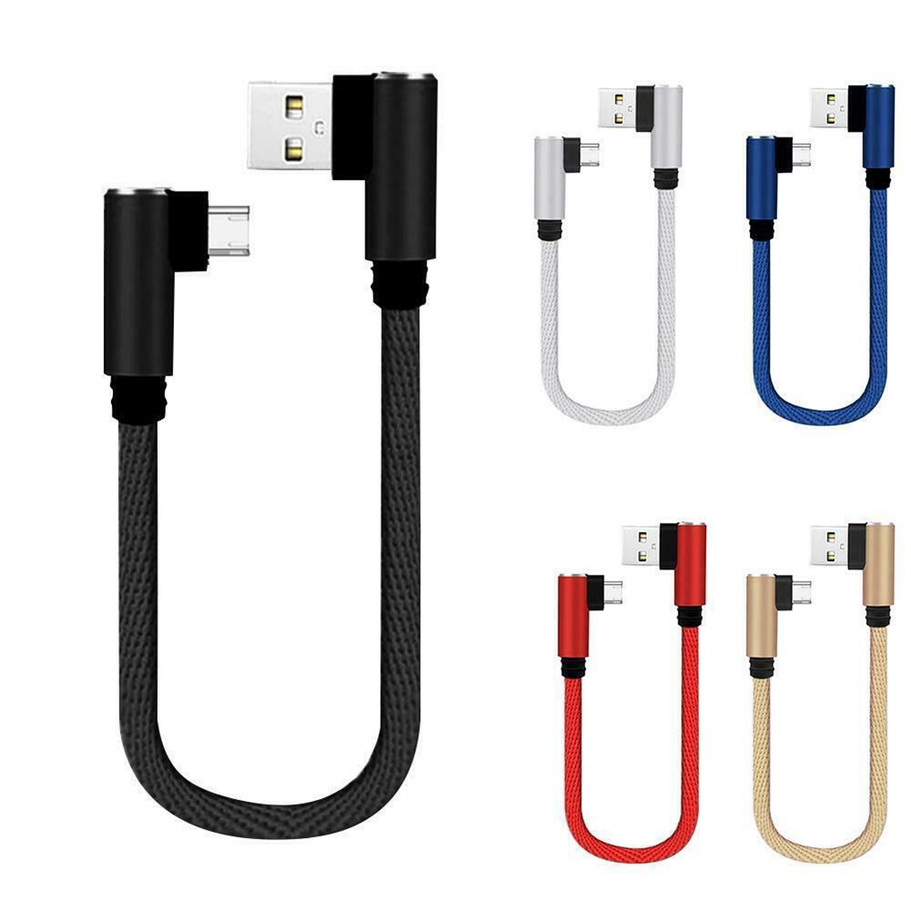 Dây cáp sạc pin ngắn 25cm góc 90 độ đầu USB C Type-C Lightning Micro