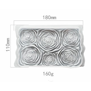 Khuôn hoa nổi 4d viền hoa hồng 6 bông - khuôn silicon hoa nổi 4d