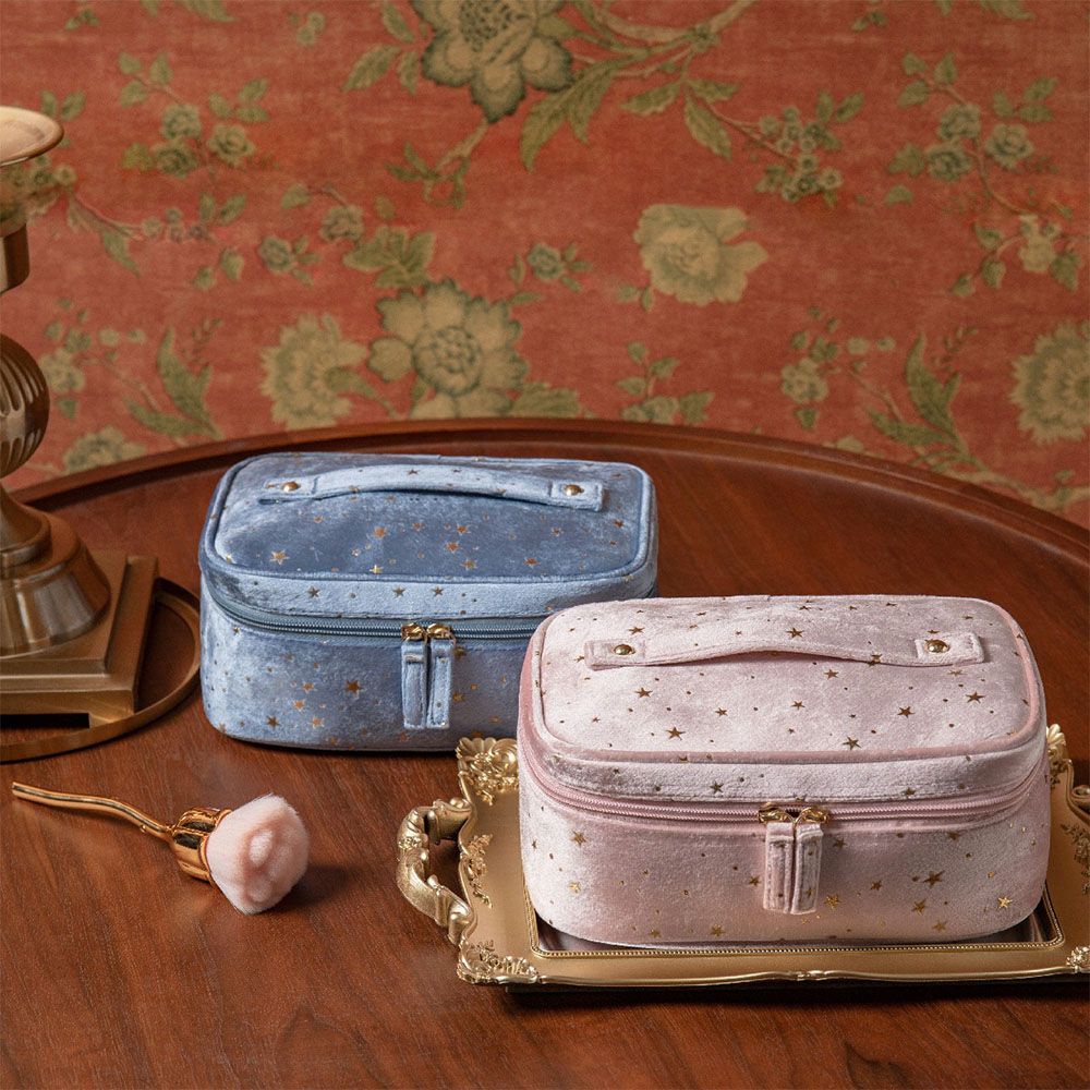 Túi đựng đồ trang điểm bằng vải nhung mềm sức chứa lớn đa năng mang đi du lịch tiện lợi