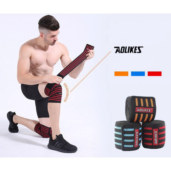 Dây Quấn Đầu Gối Tập GYM, Đai Gối Squat Aolikes Jun Sport size 180 x 8cm