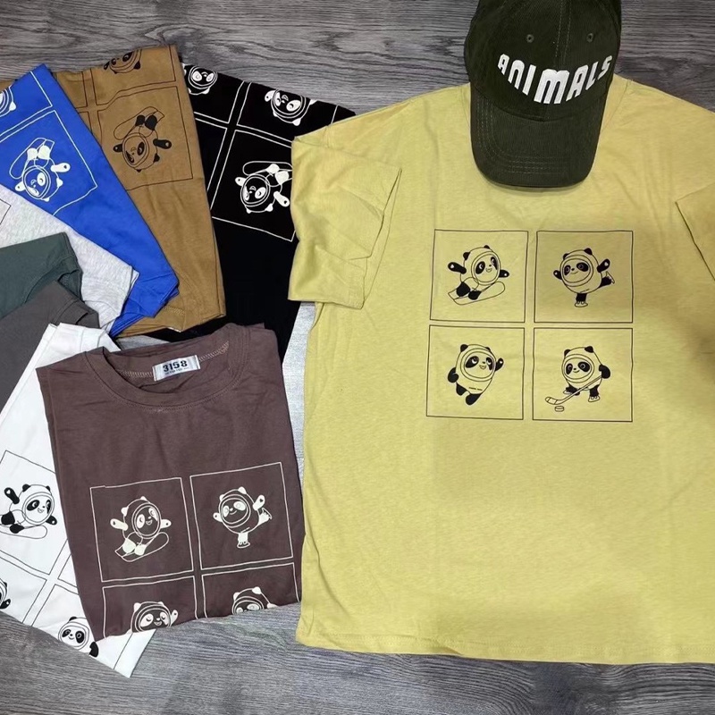 Áo thun 3158 nam nữ form rộng tay lỡ in hình phông chất cotton khô hàng Quảng Châu ANDOSA AT09