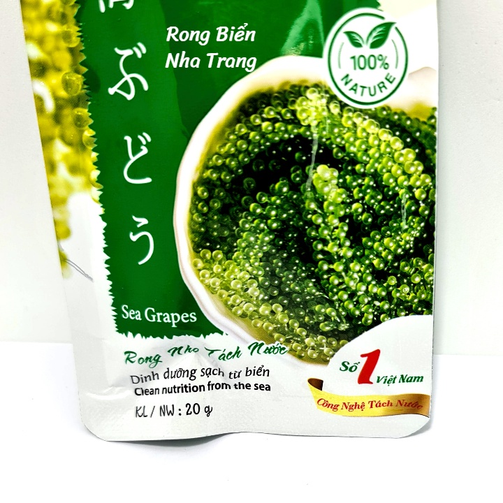 Rong nho tươi tách nước công nghệ số 1 Việt Nam gói 20g + Tặng 1 gói sốt mè rang Kewpie 15ml