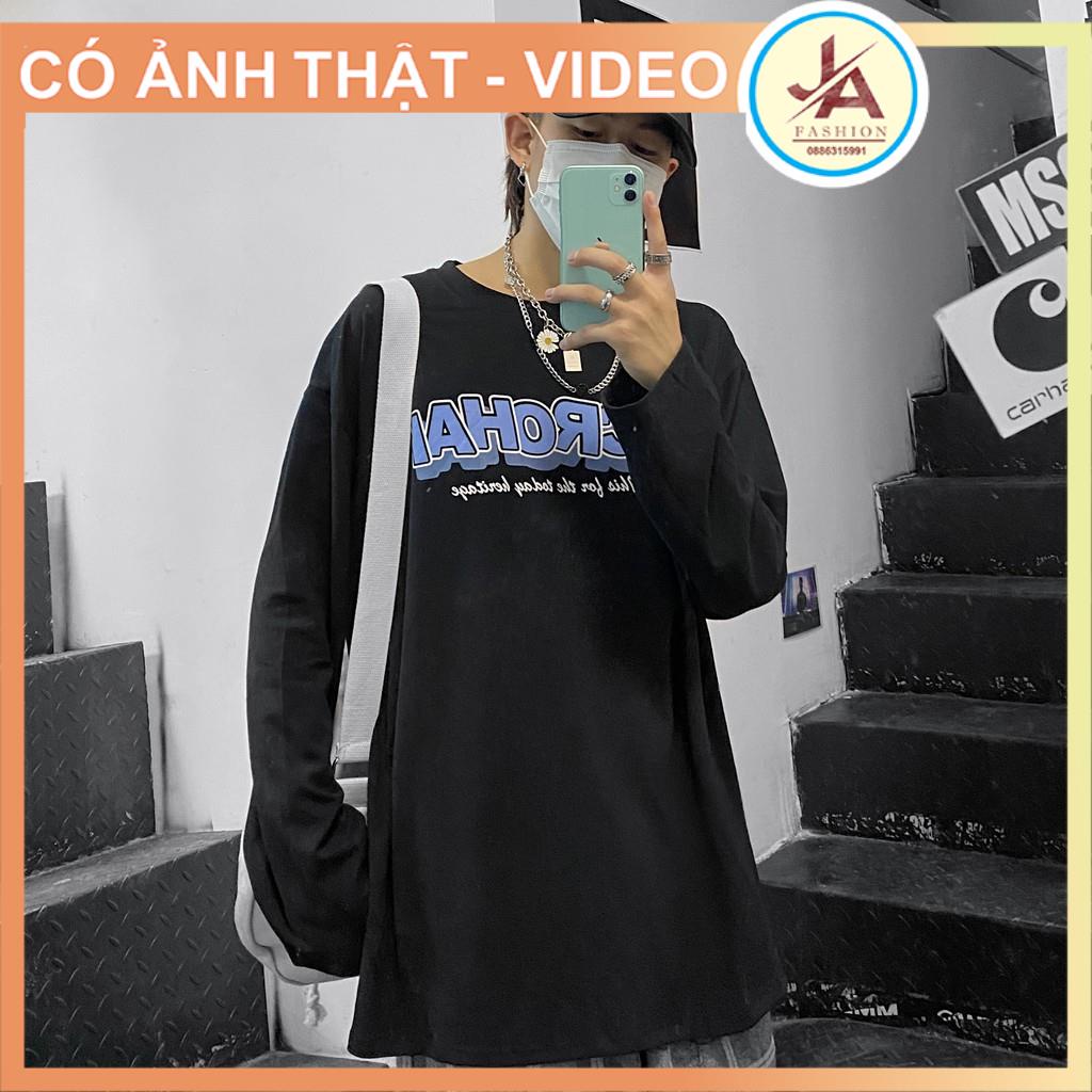 Áo thun tay dài form rộng  in chữ HCROHAI, áo sweater Unisex nam nữ phong cách ulzzang JASHOP | BigBuy360 - bigbuy360.vn