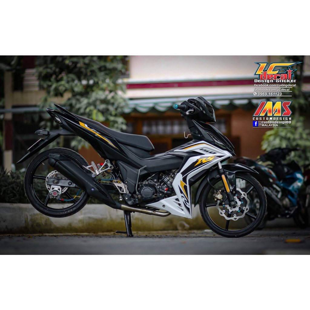 Tem /decal Rời Dán Xe Winner 150 Mẫu Chữ RS Trắng Vàng Đen Cực Đẹp, Hàng 3 Lớp Chất Lượng Cao Không Bay Màu