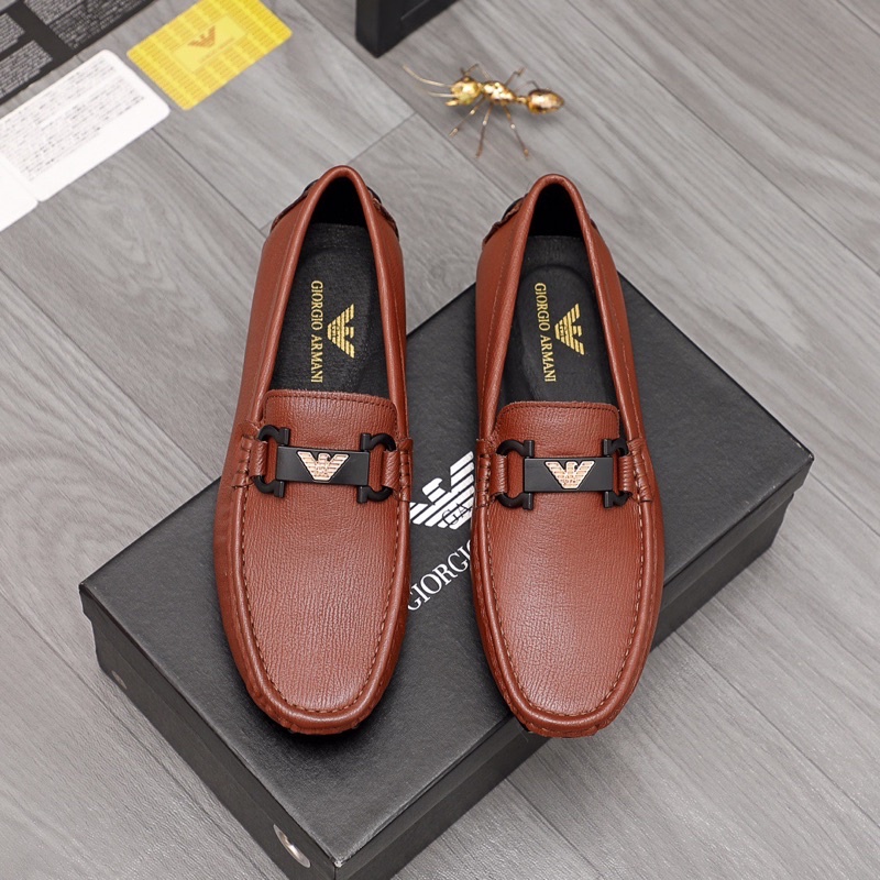 Giày tây lười cho nam mũi vuông thương hiệu Armani da thật cao cấp