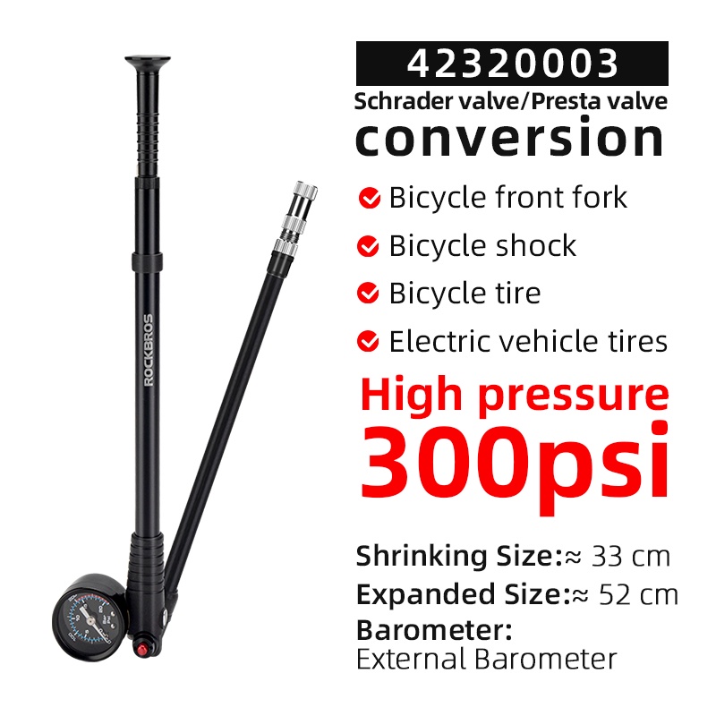 Bơm Xe Đạp Leo Núi ROCKBROS Chịu Lực Cao 300psi Chuyên Dụng