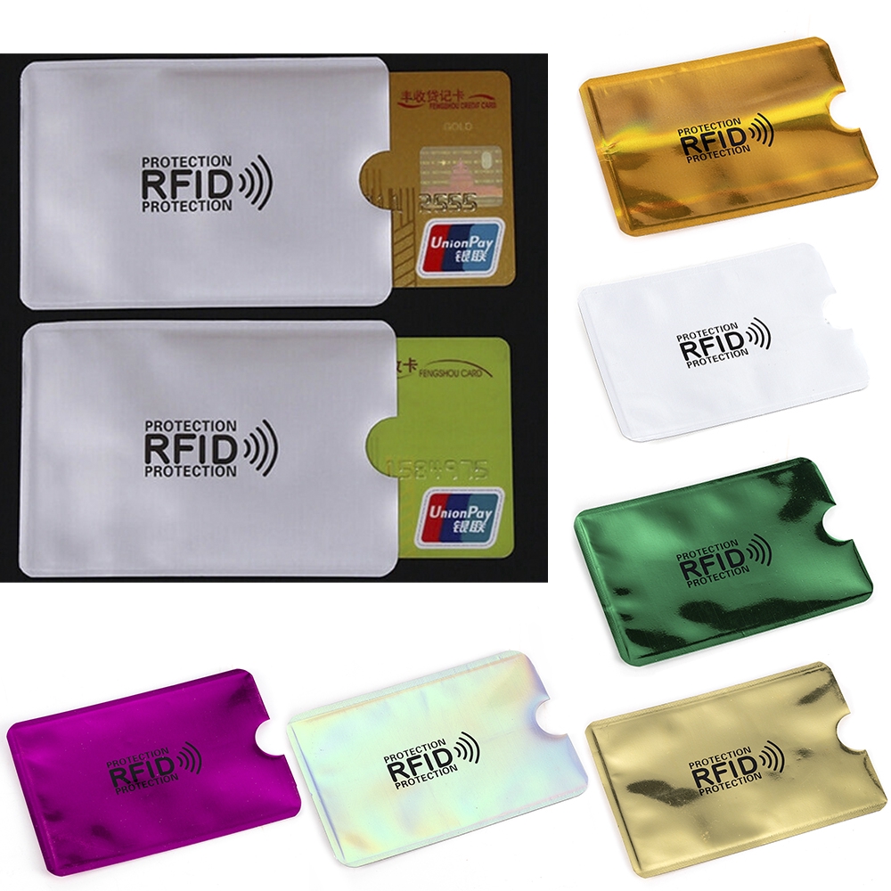 Set 10 Bao Đựng Thẻ Ngân Hàng / Danh Thiếp Bằng Kim Loại Chống Rfid Ốp