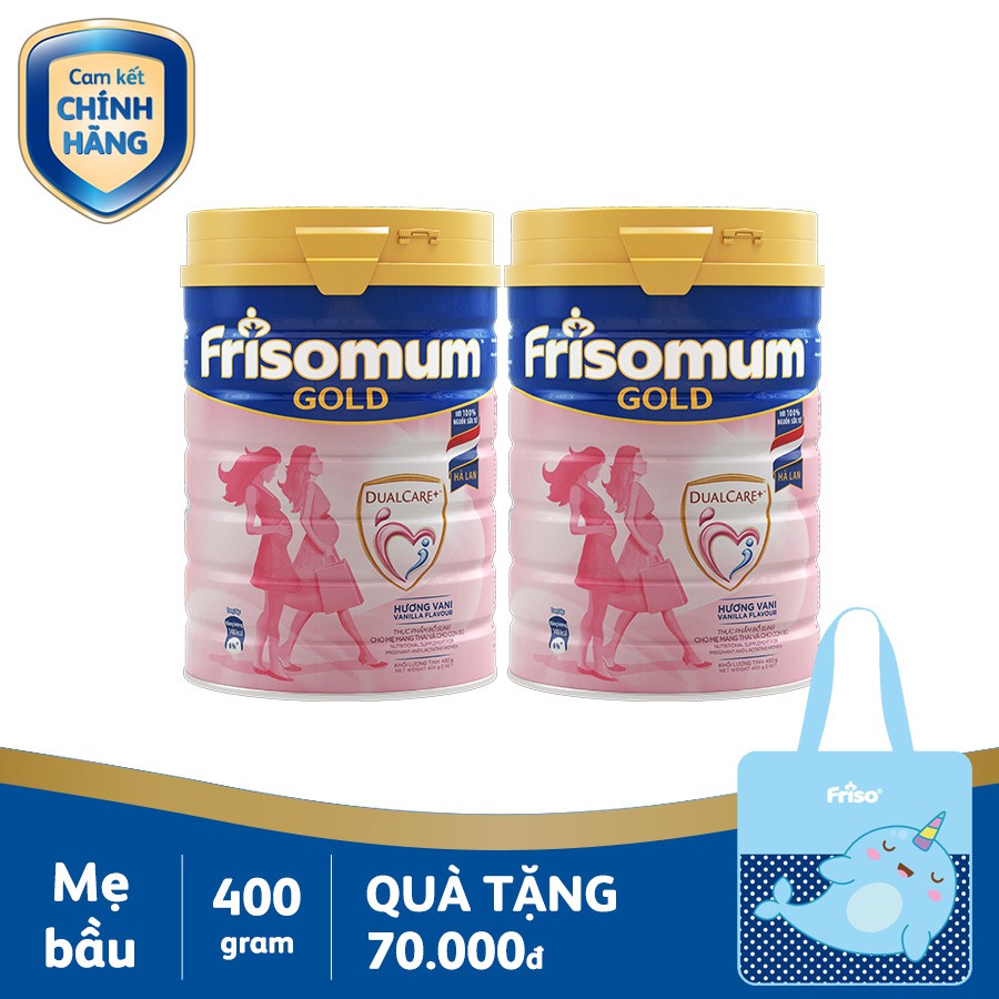 Combo 2 lon Sữa bột Frisomum Gold 400g (Tặng Túi)