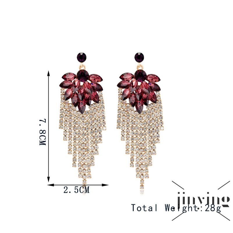 GETNOIVAS Bông tai chùm tua rua đính đá sáng bóng thời trang