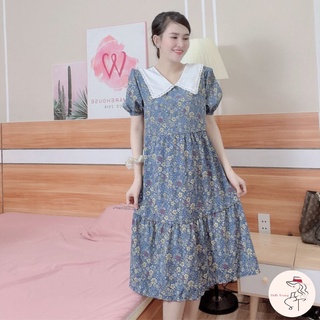 Đầm bầu hoa cổ sơ mi siêu xinh