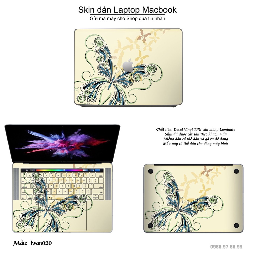 Skin dán Macbook mẫu Hoa văn (đã cắt sẵn, inbox mã máy cho shop)