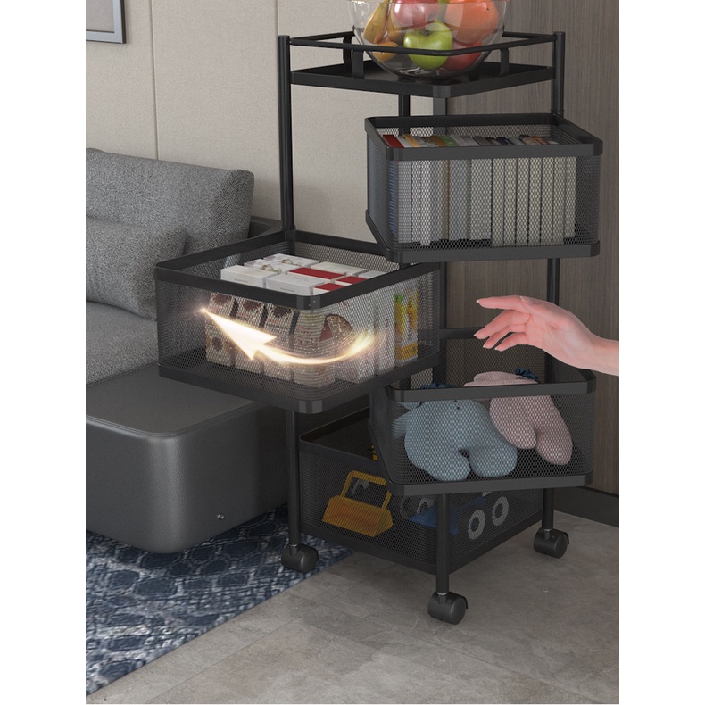 🆓 Kệ Đa Năng  Kệ Sắt Vuông Xoay - 4 TẦNG - Chất Liệu Thép Không Gỉ Có Bánh Xe Di Chuyển Hàng Xuất Khẩu