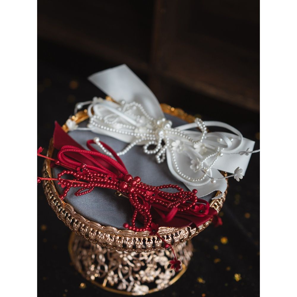 [Aishang Đẹp] Phụ Kiện Cài Tóc Đính Hạt Màu Đỏ Phong Cách Mới Phụ Kiện Chụp Hình Cô Dâu Đám Cưới