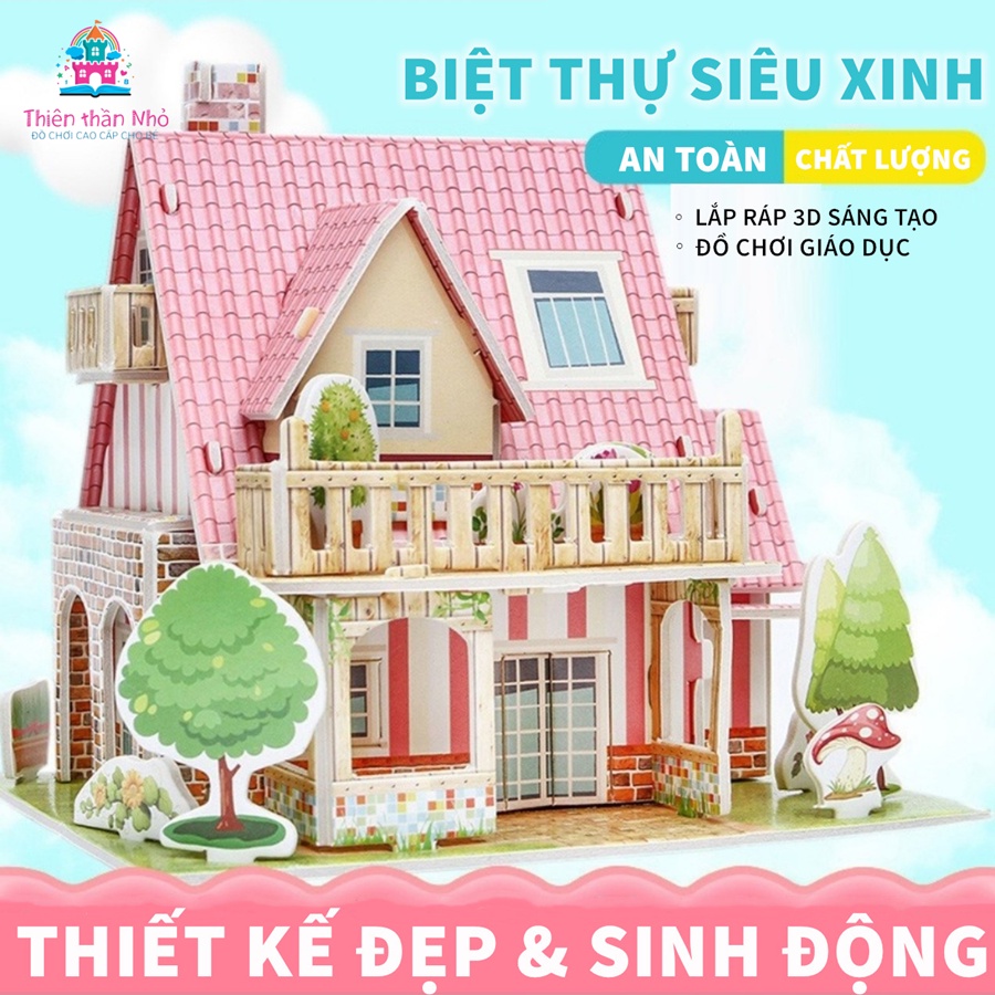 BỘ ĐỒ CHƠI XẾP HÌNH LẮP RÁP 3D MÔ HÌNH NGÔI NHÀ SIÊU XINH XẮN CHO BÉ GÁI