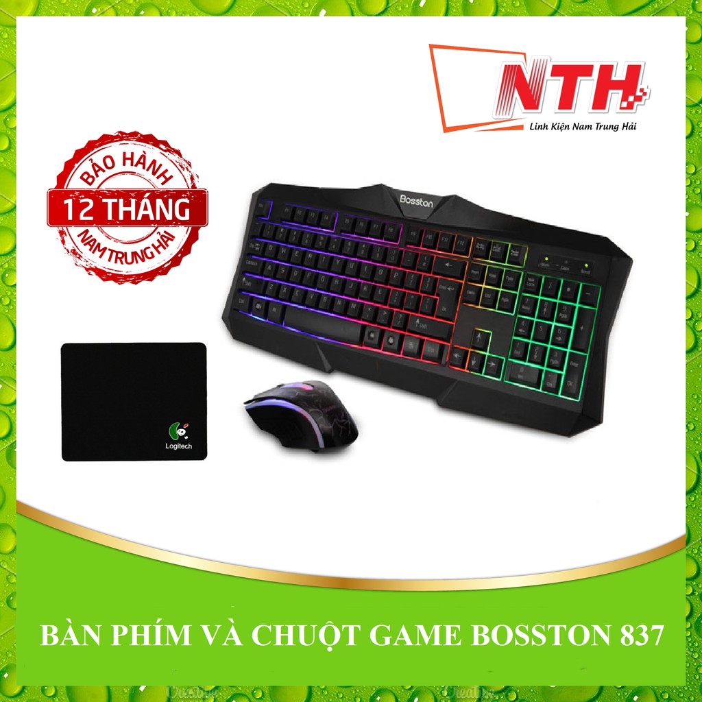 [TẶNG LÓT CHUỘT] Phím chuột game Bosston 837 LED 7 màu gaming