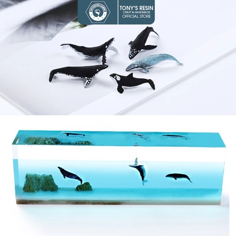 Mô Hình Cá Voi 3D Trắng Dùng Trang Trí ,Làm Đèn Ngủ Resin