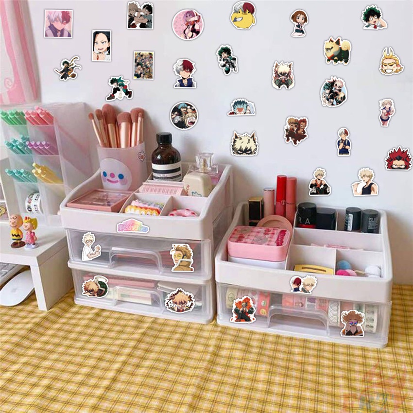 56 Cái / Bộ ☆ Miếng Dán Trang Trí Hình My Hero Academia ☆ Sticker Dán Tường Chống Thấm Nước Thời Trang