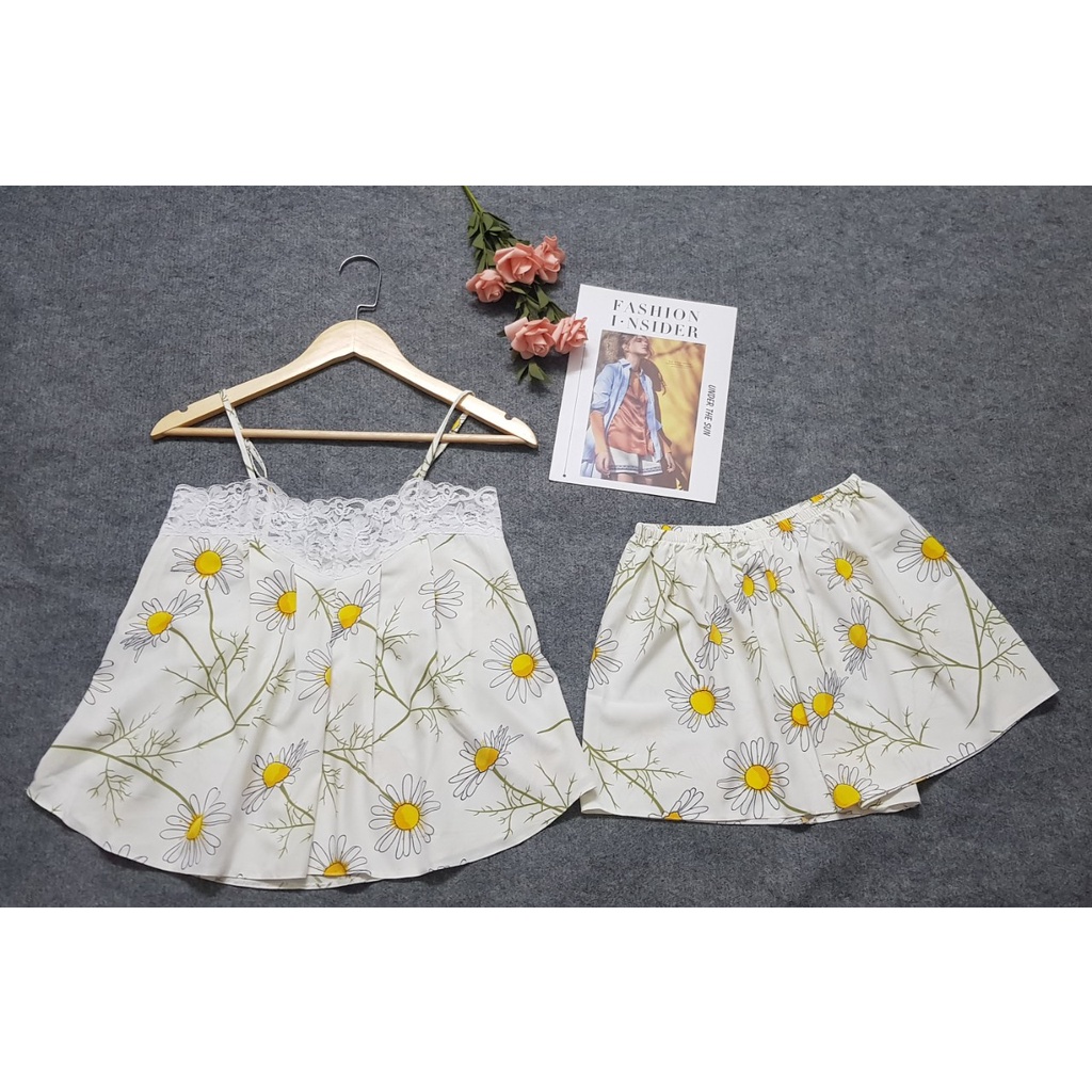 Đồ bộ nữ 2 dây, kiểu xếp ly ngực phối ren, đồ ngủ bigsize thoải mái, chất lụa đẹp, mát, phom dưới 65kg- SRM-0098 | BigBuy360 - bigbuy360.vn