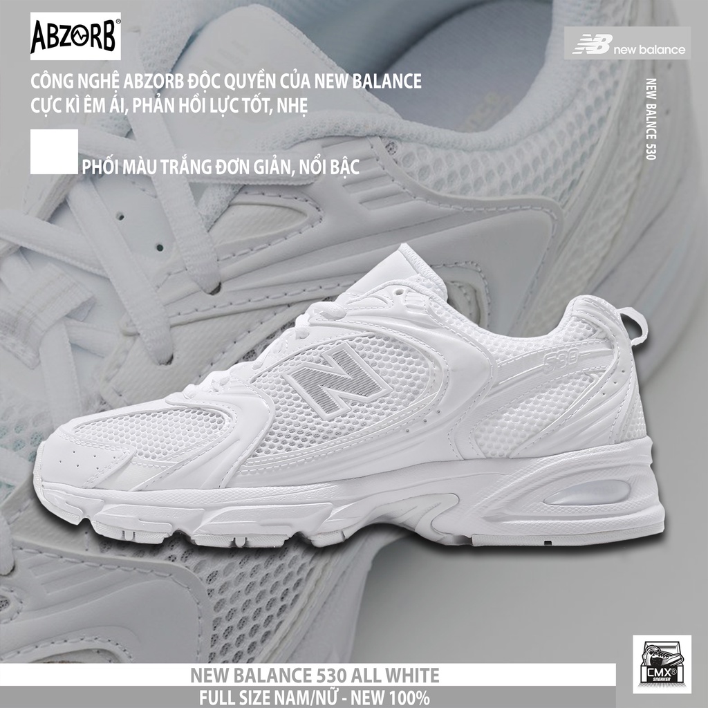 [ HÀNG CHÍNH HÃNG ] Giày New Balance 530 All White ( MR530FW1 ) - REAL AUTHETIC 100%