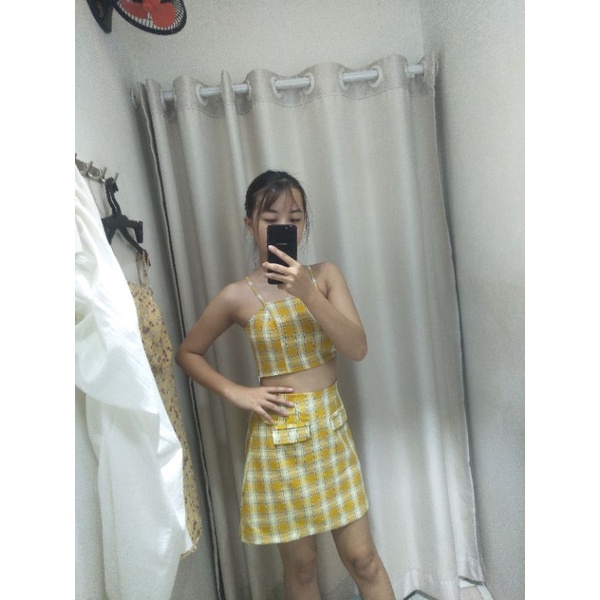 set váy kèm áo croptop