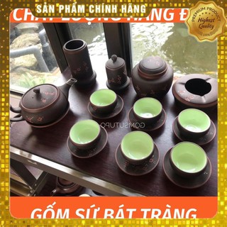 Kimhue866674 - ấm chén tử sa - hoa đào - gốm sứ bát tràng