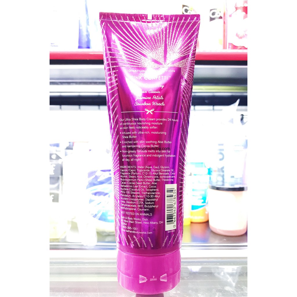 Kem dưỡng thể Bath and Body Works Pink Confetti pear cassis Body Cream 226 g - 8 oz