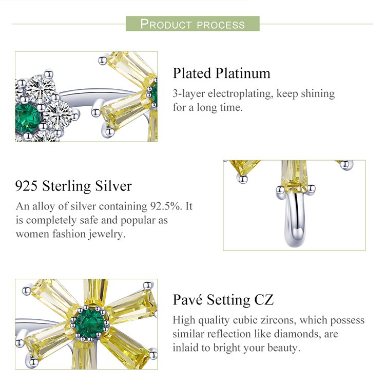 Khuyên tai Bamoer dạng kẹp làm từ bạc đính đá zircon trắng thời trang