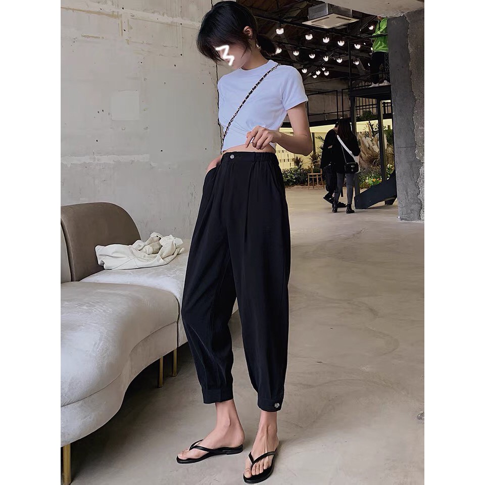 Quần Baggy Kéo Khóa Lưng Phối Chun dáng Jogger Chất Vải Co Giãn ( Form to) BC147