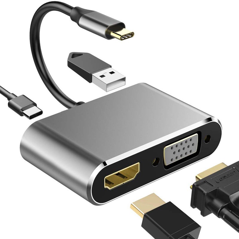 Bộ Chuyển Đổi 4 Trong 1 Type C Sang Vga Hdmi Cho Pro / Macbook-Gray | BigBuy360 - bigbuy360.vn