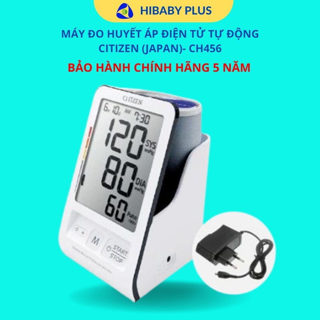 Máy đo huyết áp điện tử bắp tay Citizen CH456 Nhật Bản loại tốt nhất, tặng kèm adapter. (vượt trội h