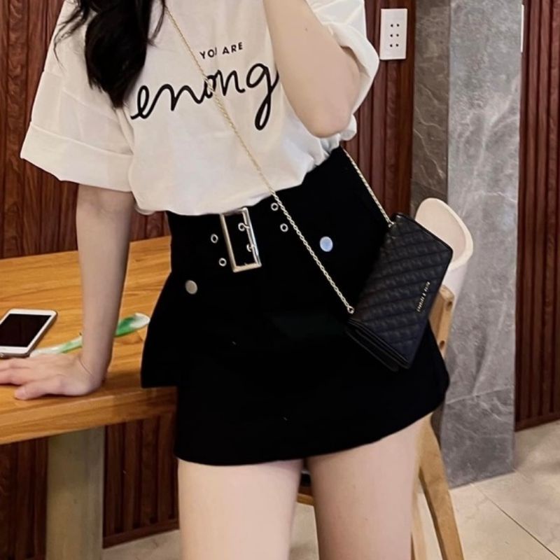 Váy kaki phối khoen ô vuông tặng kèm nịt Cao cấp.