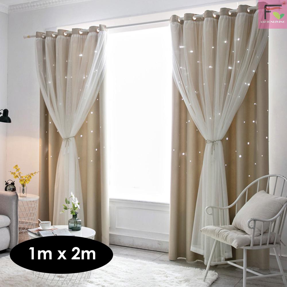 Rèm Cửa Sổ Chất Liệu Polyester Kích Thước 100x200cm Họa Tiết Ngôi Sao Xinh Xắn