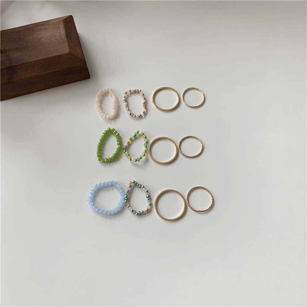 Set 4 Nhẫn Đeo Ngón Tay Bằng Kim Loại Nhiều Màu Thời Trang Hàn Quốc Cổ Điển