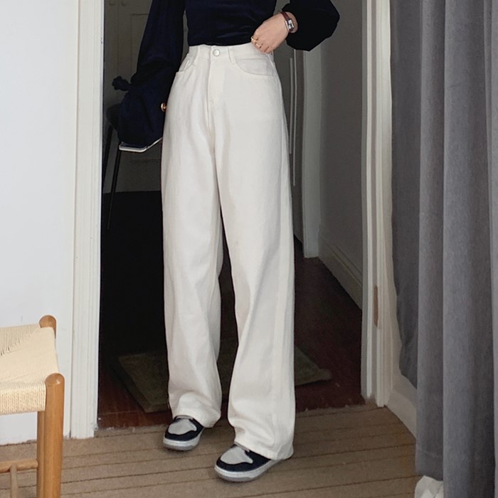 Quần jean SUXI lưng cao đơn giản phong cách Hàn Quốc