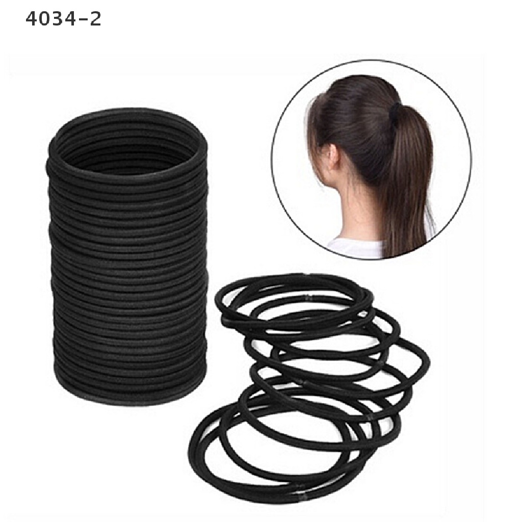 Set 40 Dây Cột Tóc Co Giãn Màu Đen 4034-2 Thời Trang Cho Nữ Giá Đỡ