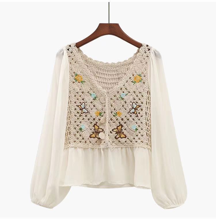 Áo voan SUXI phối ren phong cách Hàn Quốc dành cho nữ