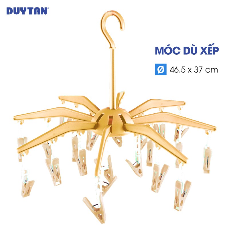 Móc dù xếp treo quần áo trẻ em nhựa DUY TÂN 24 kẹp (Ø 46,5 x 37 cm) - 04953 - Giao màu ngẫu nhiên