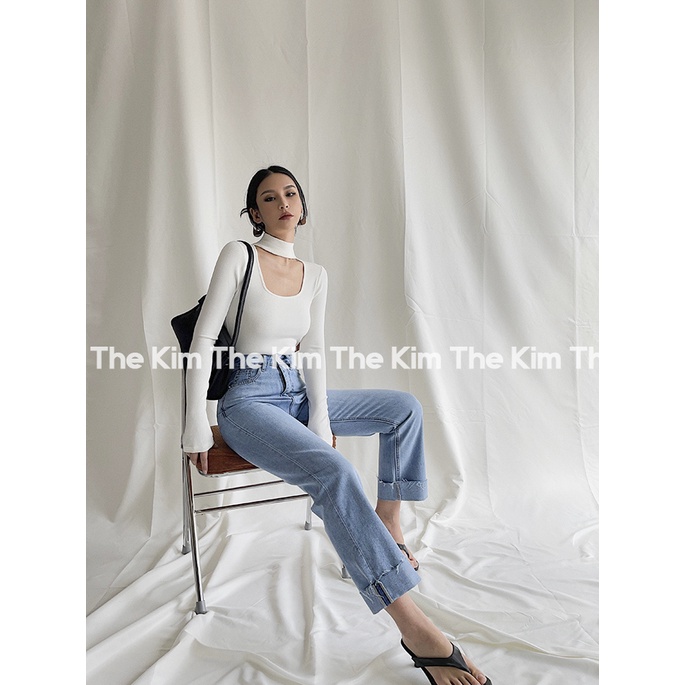 Áo len tăm nhung dài tay cổ cao khoét ngực gợi cảm , thun tăm giữ nhiệt tay dài cao cổ The Kim AD133 | BigBuy360 - bigbuy360.vn