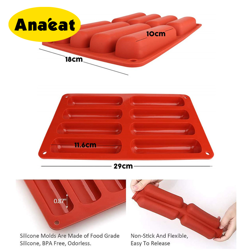 Khuôn Nướng Bánh ANAEAT Chất Liệu Silicon Thiết Kế 8 Ngăn Chuyên Dụng Để Làm Bánh Hình Ngón Tay / Bánh Puff/ Đá DIY